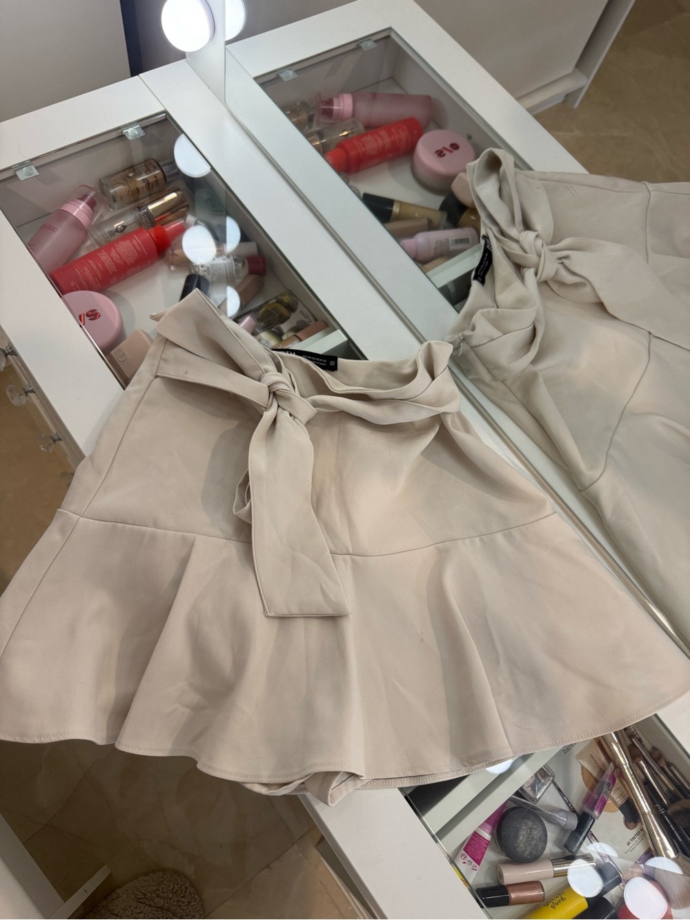 Zara Cream Tie-Waist Circle Skirt